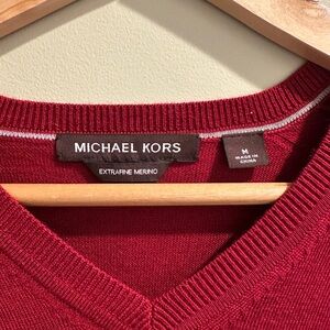 Michael Kors Men's V-Neck Sweater in Rich Red